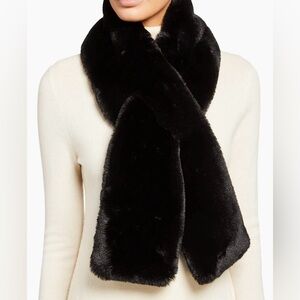 Surell Black Faux Fur Wrap